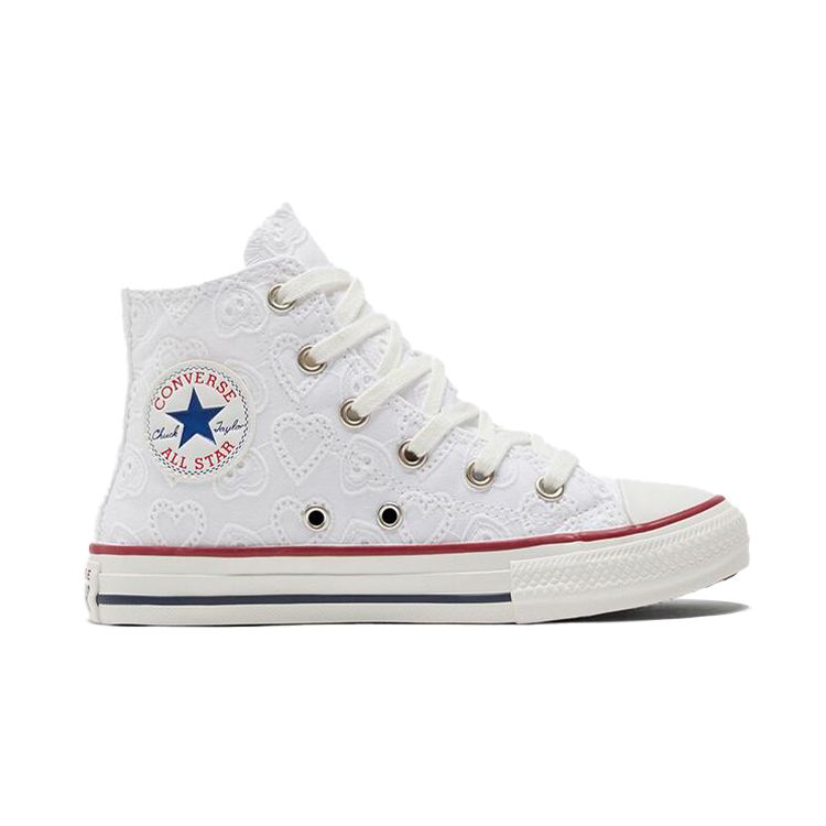 Converse Chuck Taylor All Star High Top Canvas Sneakers Embroidered White Kids Sneakers 671097C