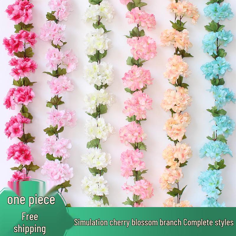 Artificial Cherry Blossom Vine: Indoor Ceiling Wedding Decoration, Rattan Pipe Cover