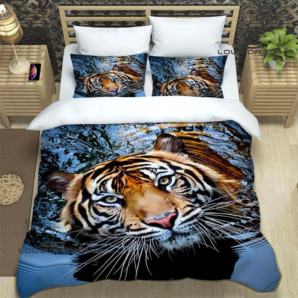 3D Tiger Digital Printing Bedding Set Duvet Cover Pillowcase Deluxe Set Fashion Design Three-Piece Set