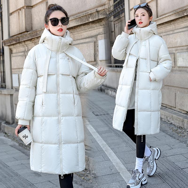 Autumn and Winter Women's Coat Mid-length Loose Hooded Cotton Coat Thickened Windproof Jacket