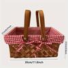 1pc Handwoven Basket - Multi-Purpose Rectangular Storage with Red-White Checkered Lining & Sturdy Frame, Durable Fabric