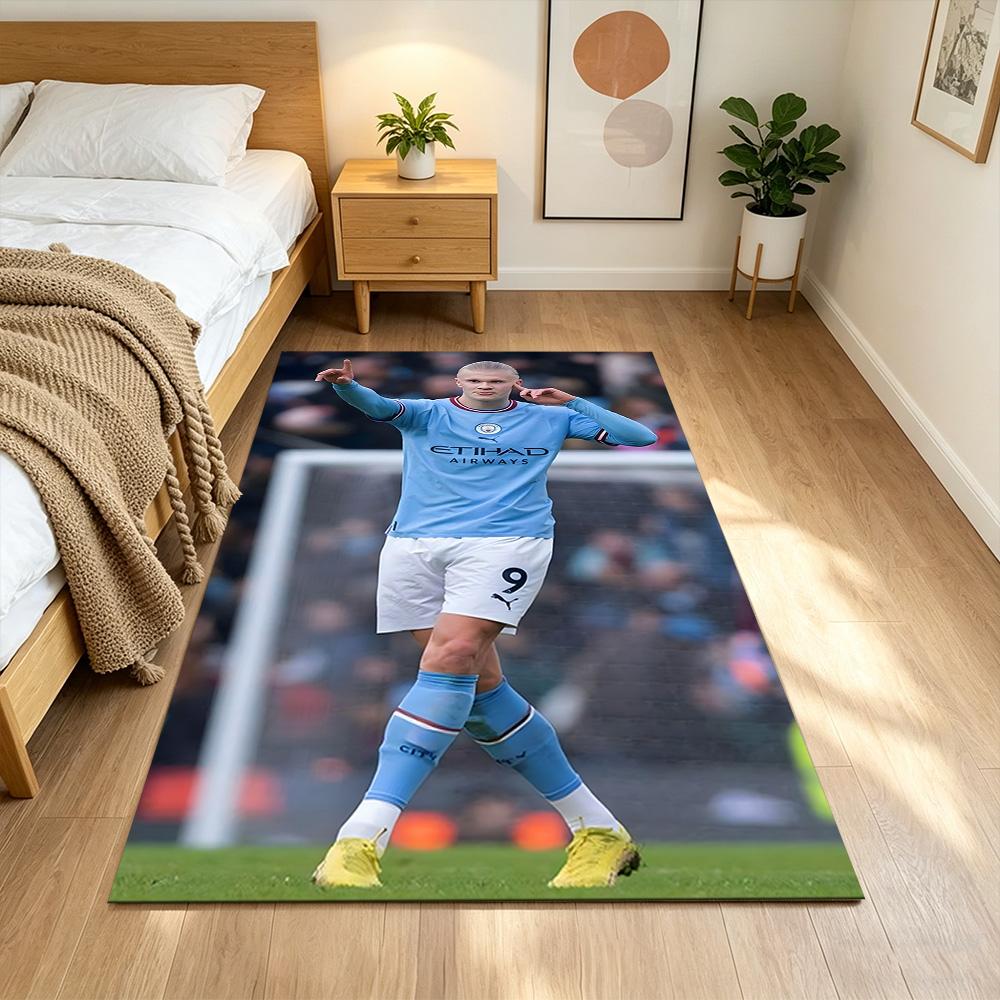 Erling Haaland Football Action Anti-slip Rug Compact Foldable Construction Water-resistant & Washable Office & Lounge Rug Retro American Style