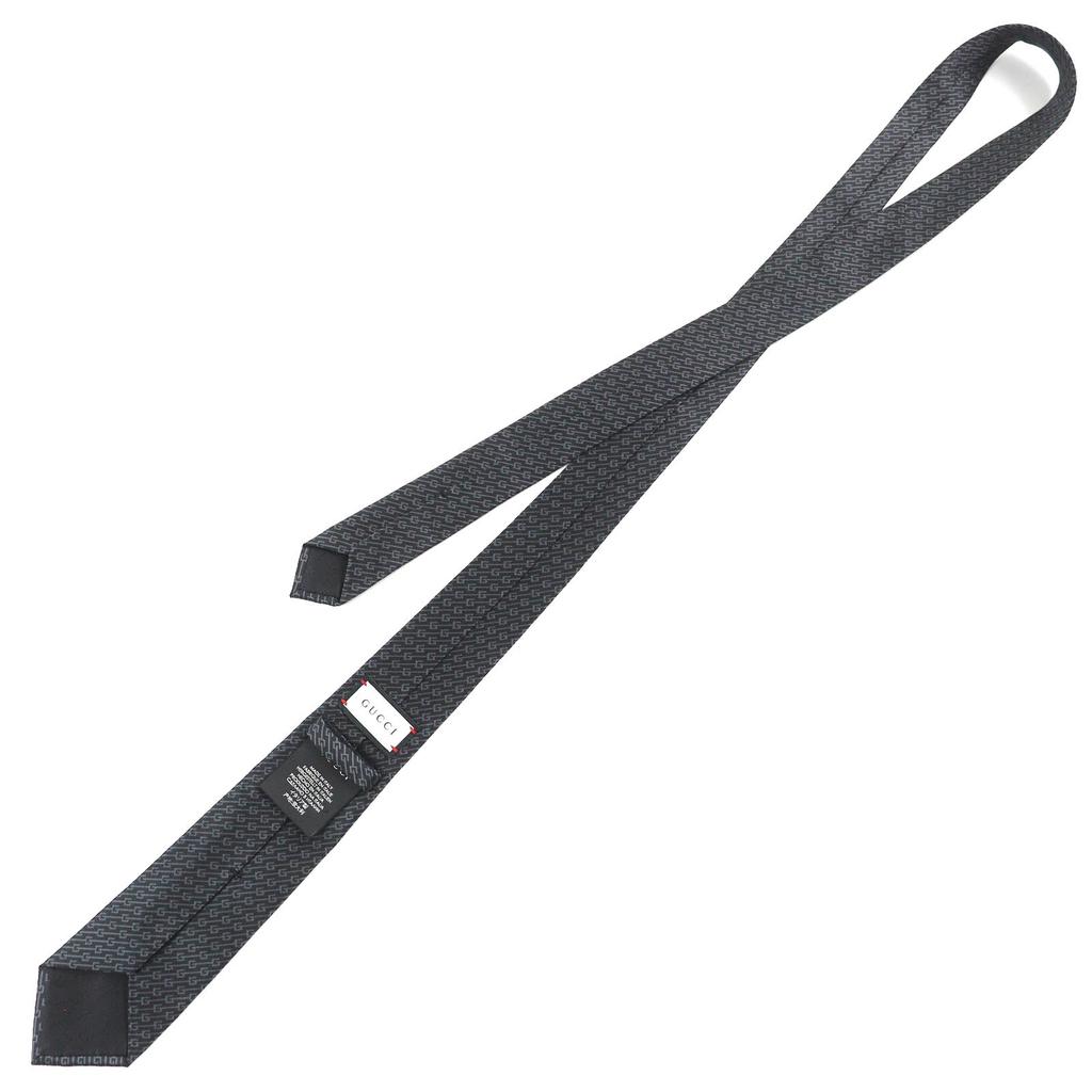 Excellent GUCCI tie G logo regimental stripes Dark brown gray silk mens Used