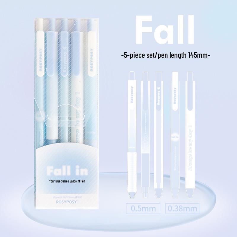 

Rosy Posy Gradient Blush Gel Pen Set - Fresh Macaron Clickable Student Pens 3 Pens 0.5mm + 2 Pens 0.38mm синий