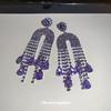 Elegant Rhinestone Teardrop U-Shaped Tassel Earrings for Women - Exquisite, High-End, Fashionable Statement Jewelry