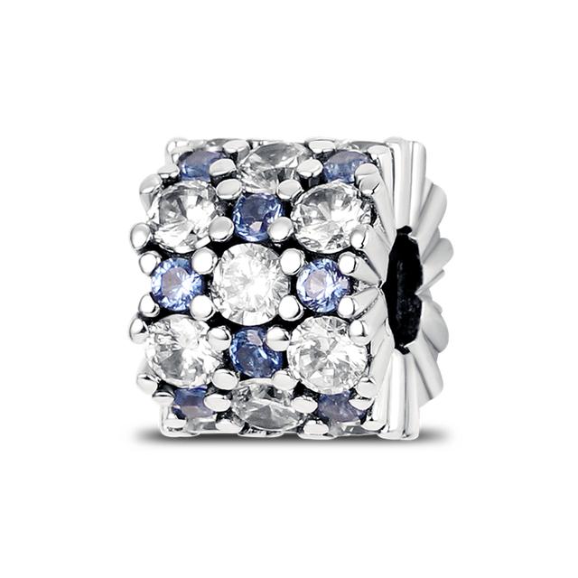 925 Silver Colorful Round Inlaid Zircon Charms Beads Pendant Fit Bracelet 925 Silver Jewelry Gift