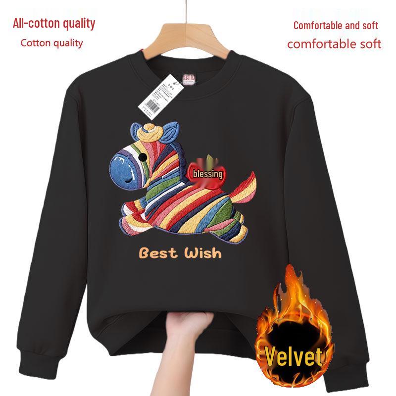 Red Zebra Print Crewneck Sweatshirt - Unisex, All Cotton, Festive New Year 2026 Horse Zodiac