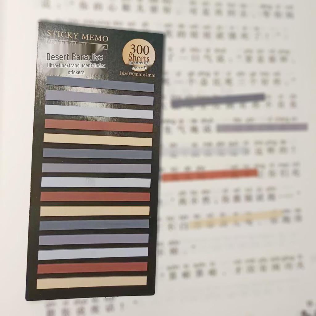 Ultra-Thin Transparent Sticky Notes, Fluorescent Style - 300 Index Marking Stickers for Students