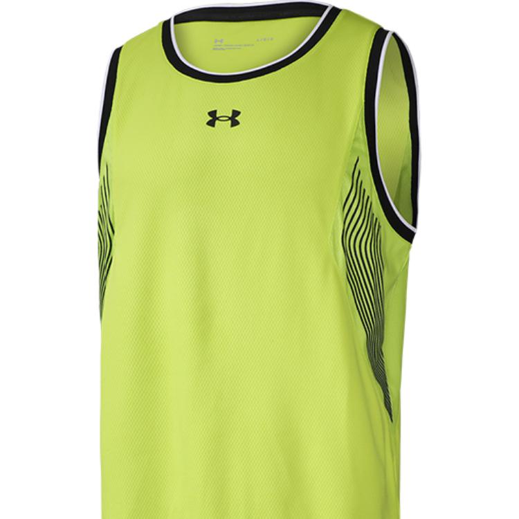 Under Armour Line Print Logo Basketball Sports Quick-Dry Breathable Knitted Vest Men Tops Light-Green 22500102-394