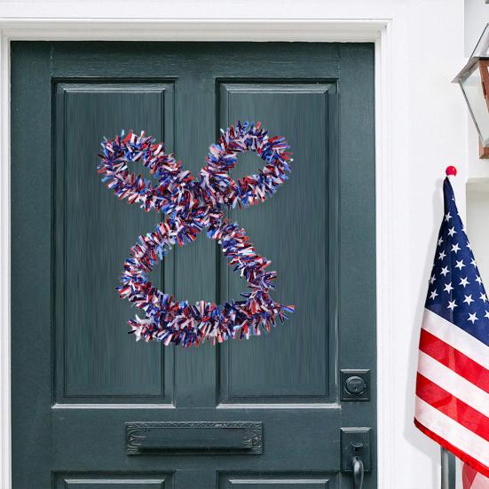 2 Meters Patriotic Tinsel Garland Red White Blue Metallic Wire Garland Stars Stripes Theme 4th of July Memorial Day Color Bar