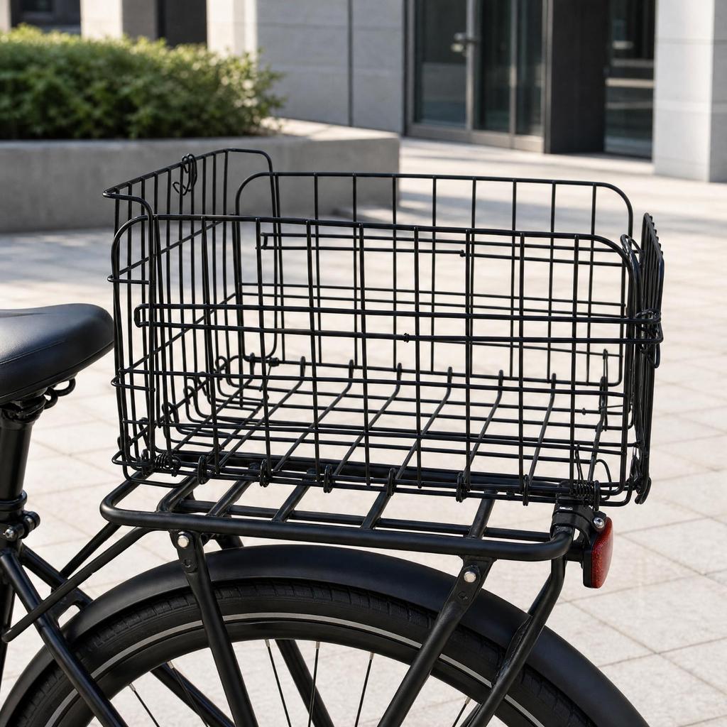 Folding Rear Cycle Basket Shockproof for Commuting