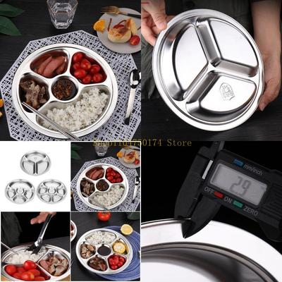 28Cm Circular Divided Dish Rustproof Partition Round Plate For Home Office Top Sale