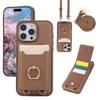 Crossbody Wallet with Card Holder Phone Case For iPhone 15 16 Pro Max 14 13 12 11 16E Lanyard Wrist Strap Leather Cover