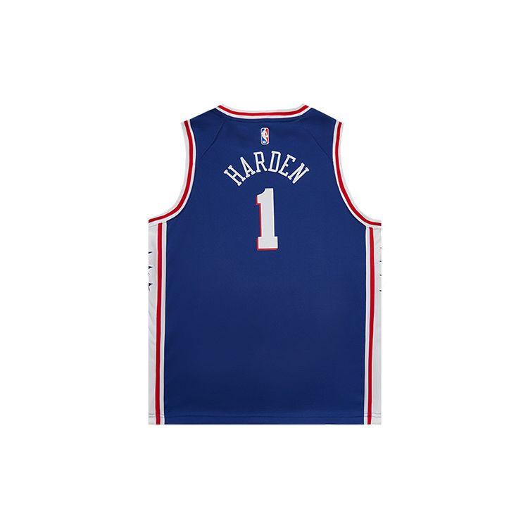 Nike NBA Youth 76ers Team Harden #1 Letter Logo Printed Sports Vest Kids Basketball Outfit Casual Sports Set Kids sportswear 3Z2B7BZ2P-76RJH1