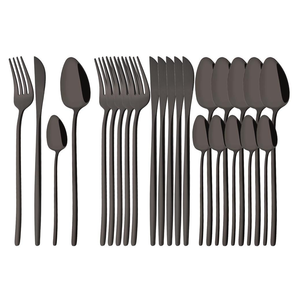 Rainbow 18/10 Stainless Steel Dinnerware Set Kitchen Flatware Tableware Sets Knife Fork Spoon Tea Spoon Cutlery Set Service for 6