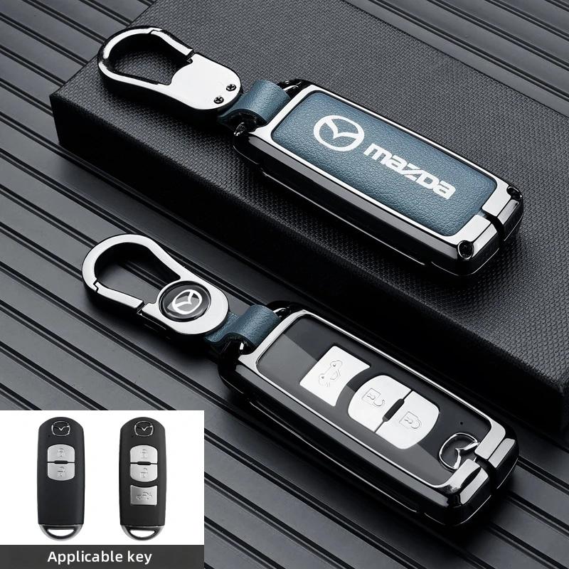 Leather Car Smart Key Case Cover Shell For Mazda 3 5 6 SKYACTIV Axela Atenza CX30 CX5 CX8 CX9 MX5 RX8 RX7 BT50 Keychain Protecto