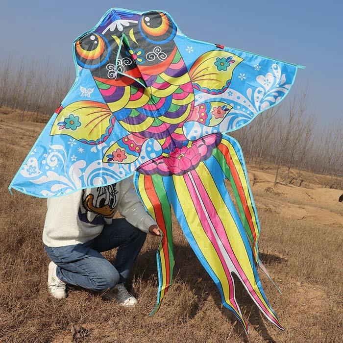 New Goldfish Kite Chinoiserie Red Blue Green Pink Stamping  Sale For Children