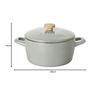 BRUNO 20cm Deep Enamel Pot with Lid, Induction, Direct Heat, and Gas Compatible, Fuji Enamel Collaboration, Blue-Green (BHK280-BGR)