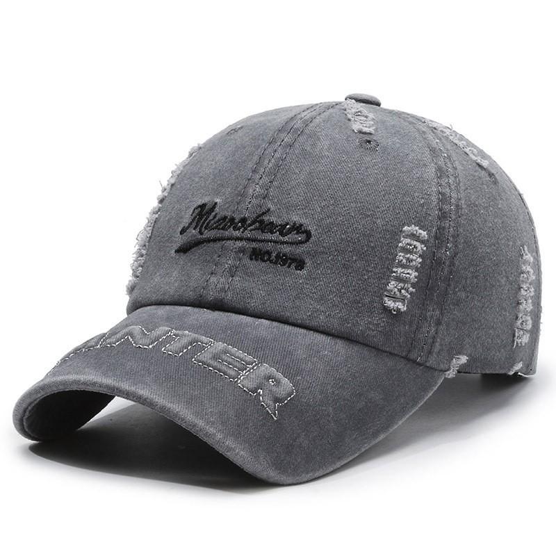 Hole washed denim soft top old retro face cap women's fashion personalized street sunscreen baseball cap
