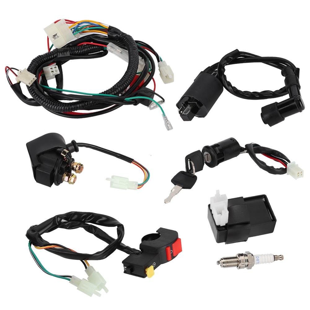Full Wiring Harness Solenoid Coil CDI Relay Kit Fits for 150cc ATV Quad Accessory