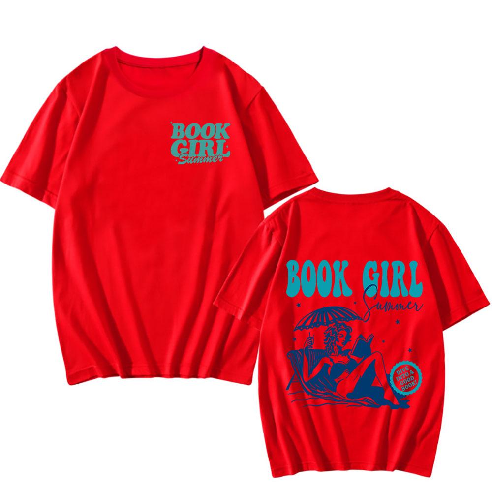 Book Girl Music Printing T-shirt Retro T-shirt Summer Cotton Short Sleeve Casual T-shirt High Quality Clothes for Women Men Tees