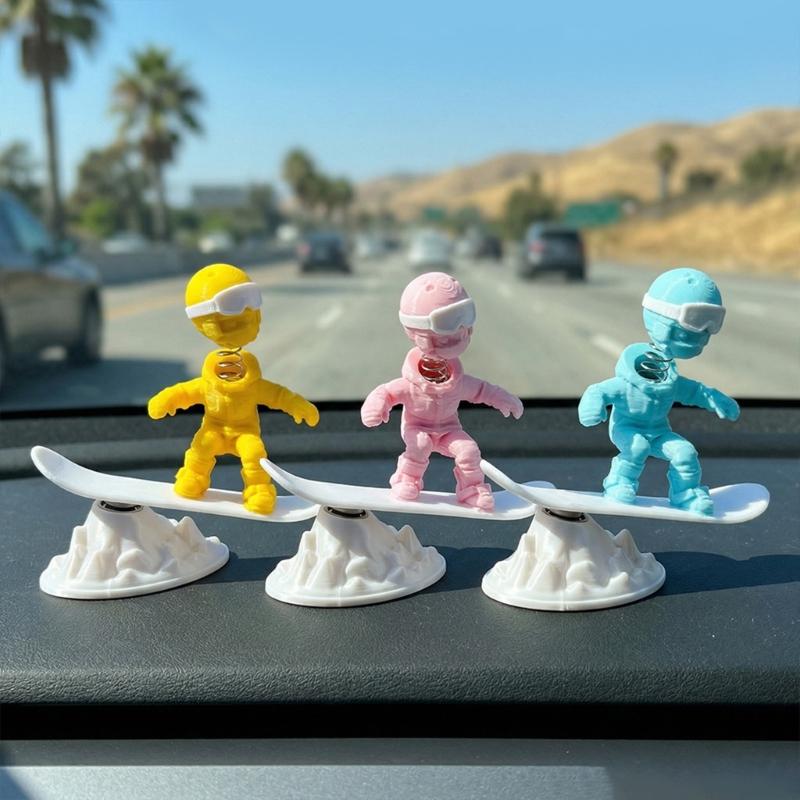 Inertia Skiing Figure Ornament Car Dashboard Decoration With Fun Motion Effect For Auto Lovers and Vehicle Interiors