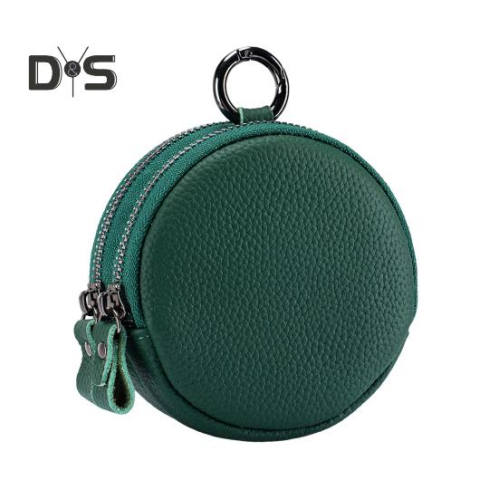 

Кошелек для монет с двойной застежкой-молнией, круглый, компактный, портативный, из искусственной кожи, сумка для наушников, водонепроницаемый органайзер для ювелирных изделий зелёный