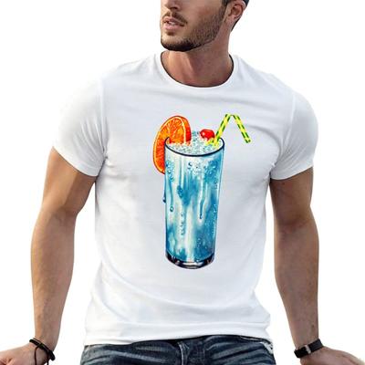 Blue Hawaii Cocktail Pattern - Mint T-Shirt Work Outdoor T-Shirt for Men