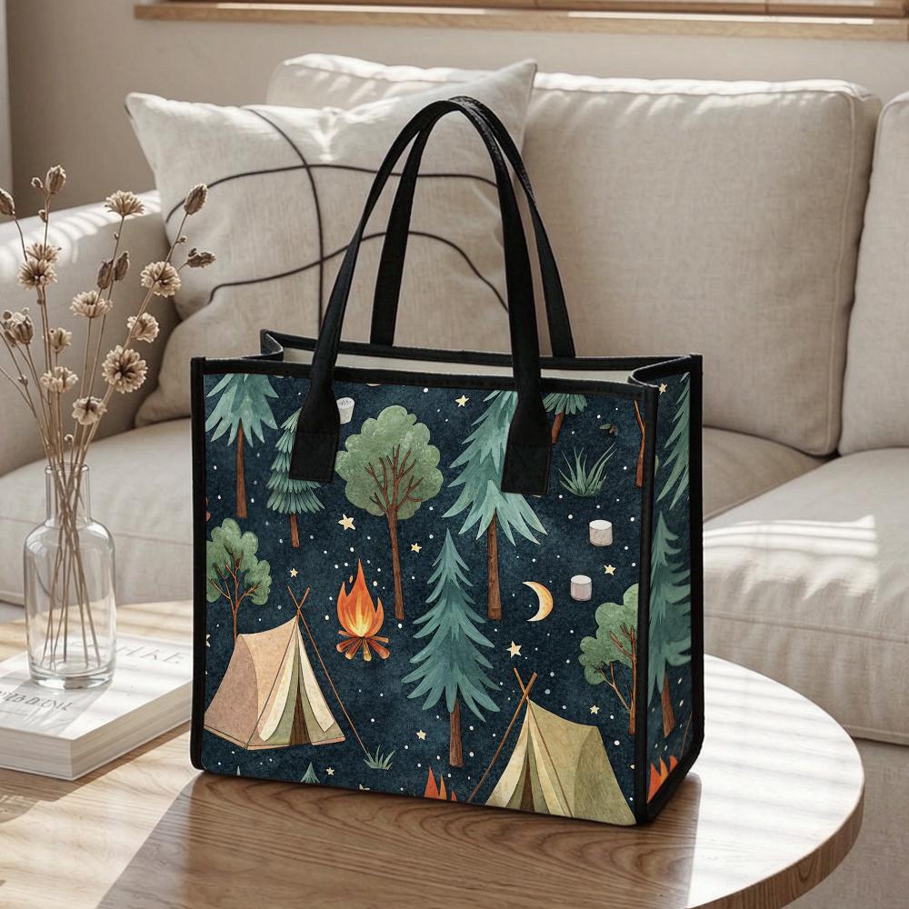 Cute Camping Themed Tote Bag for Daily Use