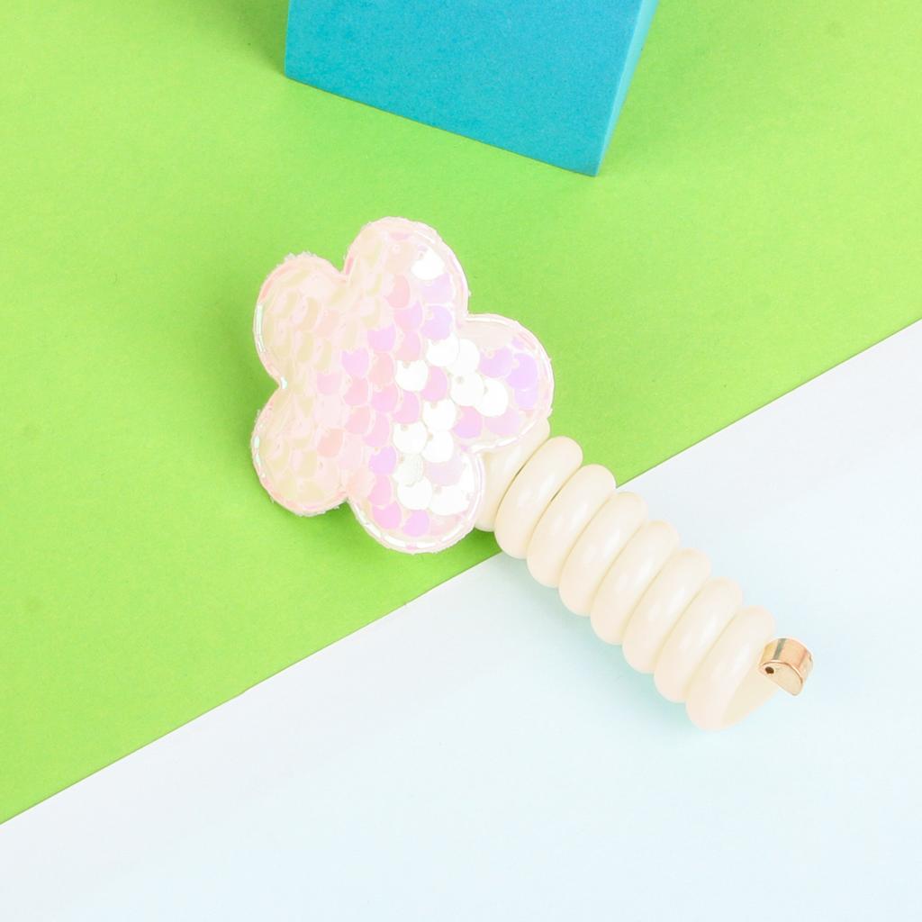 Neues Pailletten-Blumen-Elastisches Haarband Niedliche Mädchen Telefonkabel Linie Elastizität Glitzer Stern Haarband Für Kinder Haarschmuck