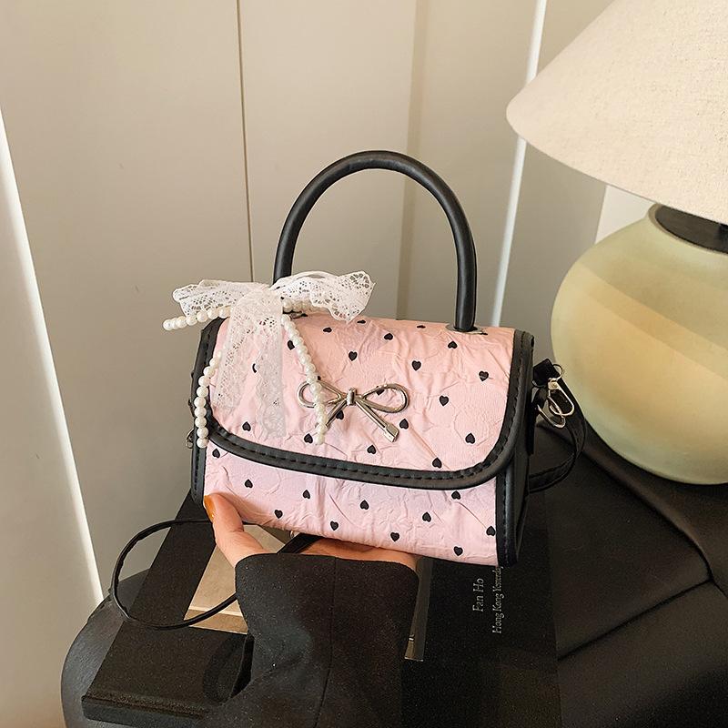 Polka dot bow bag women's 2025 new fashion personalized underarm small square bag foreign commuter shoulder oblique span bag