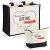 Tote Bag - PLANETEE - Duo Jute Tote Bag and Secretary Irreplaceable Pouch - Jute 33x42cm - DTF HD - Made In FR