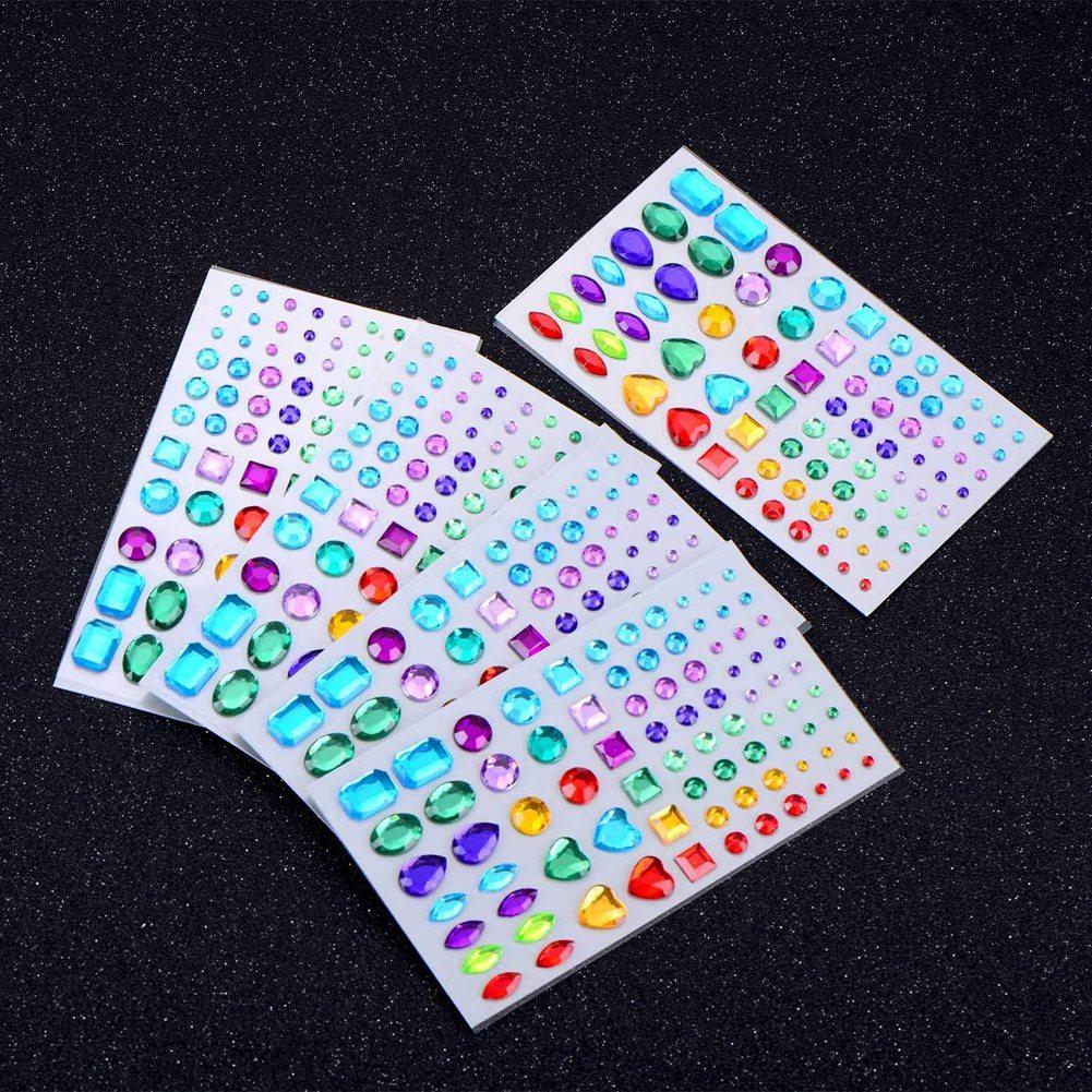 ABBY-Self-Adhesive Rhinestone Sticker Bling Craft Jewels Crystal Gem Stickers, Assorted Size, 10 Sheets (Multicolor 3)