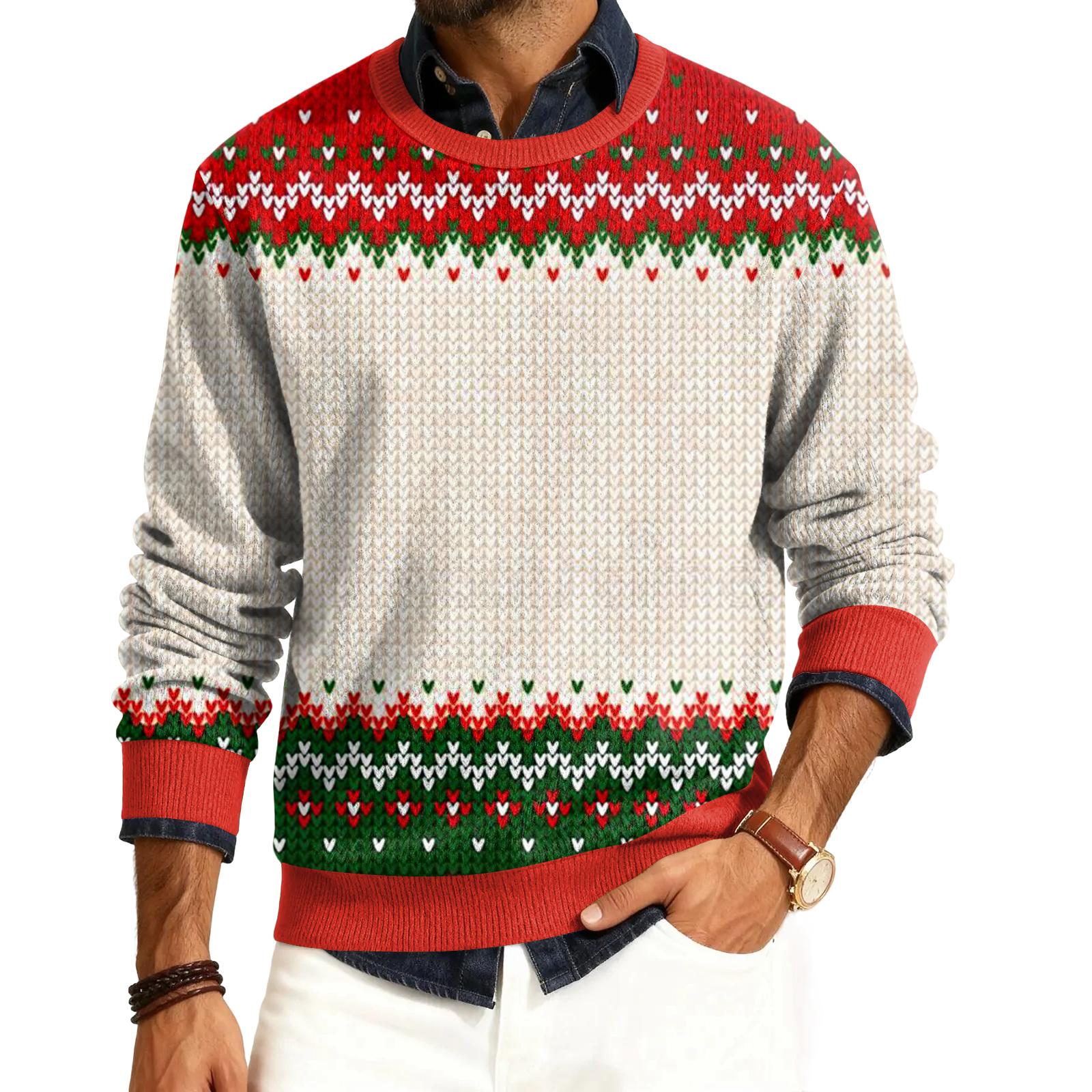 

Men s Round Neck Long Sleeve Ribbed Knit Pullover XL