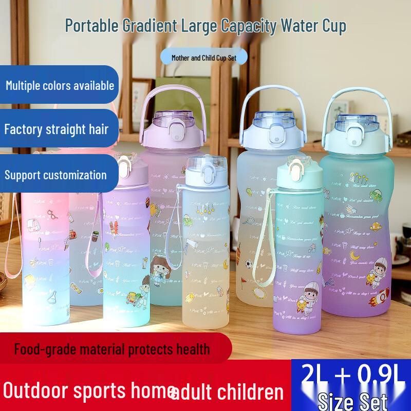 

Bating Large Capacity Gradient Frosted Sport Water Bottle with Straw