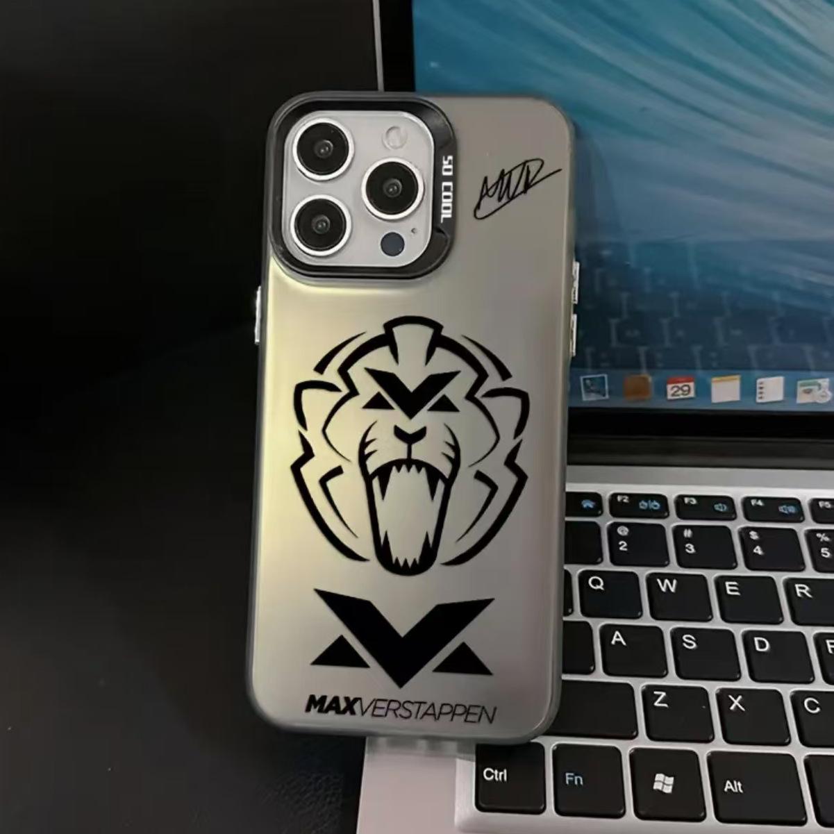 

Чехол для телефона с линейным рисунком серебряного льва для Apple Pro 17/16/15, 14 Pro Max, 13/12 iPhone 13 ProMax