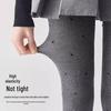 Women's Gray Polka Dot Fleece-Lined Leggings - Autumn/Winter Slimming Vertical Stripe Thickened Pantyhose