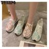 WTEMPO Big Size Womens Fashion Footwear Floral Embroidery Mesh Sneakers Ladies Slip on Comfy Heeled Shoes Wholesale Dropshipping