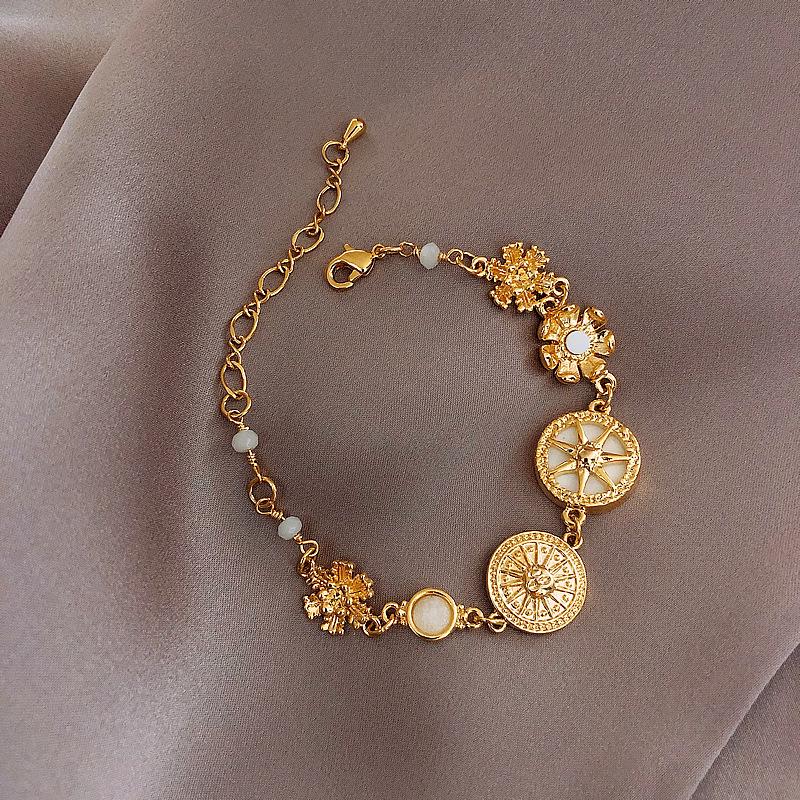 

Браслет-манжета из 14-каратного золота с лепестками-звездами - Женский ретро-браслет, Идеальный подарок для друзей и студентов, Уникальные нишевые украшения