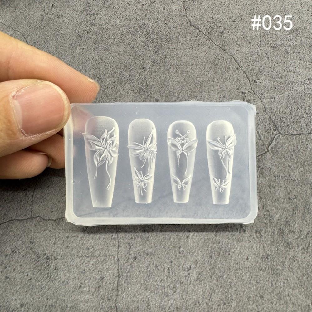 With Box Nailart Mold Transparent Silicone Template New Nail Art Template  Nail Decoration