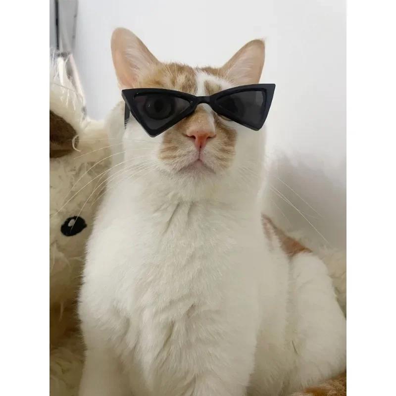 Vintage Triangular Pet Cat Sunglasses Pet Products for Small Dogs Kitten Puppy Cat Accessories Reflection Eyewear Glasses