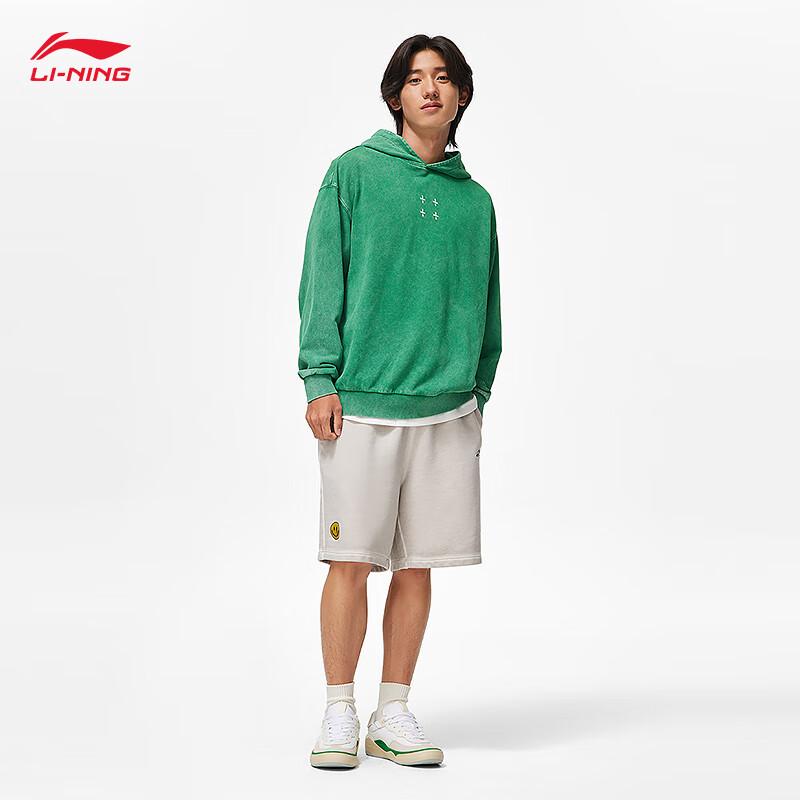 Li Ning Sports Lifestyle Series Letter Print Hooded Sweatshirt Unisex Sweatshirt Cool-Pine-Green AWDT383-1