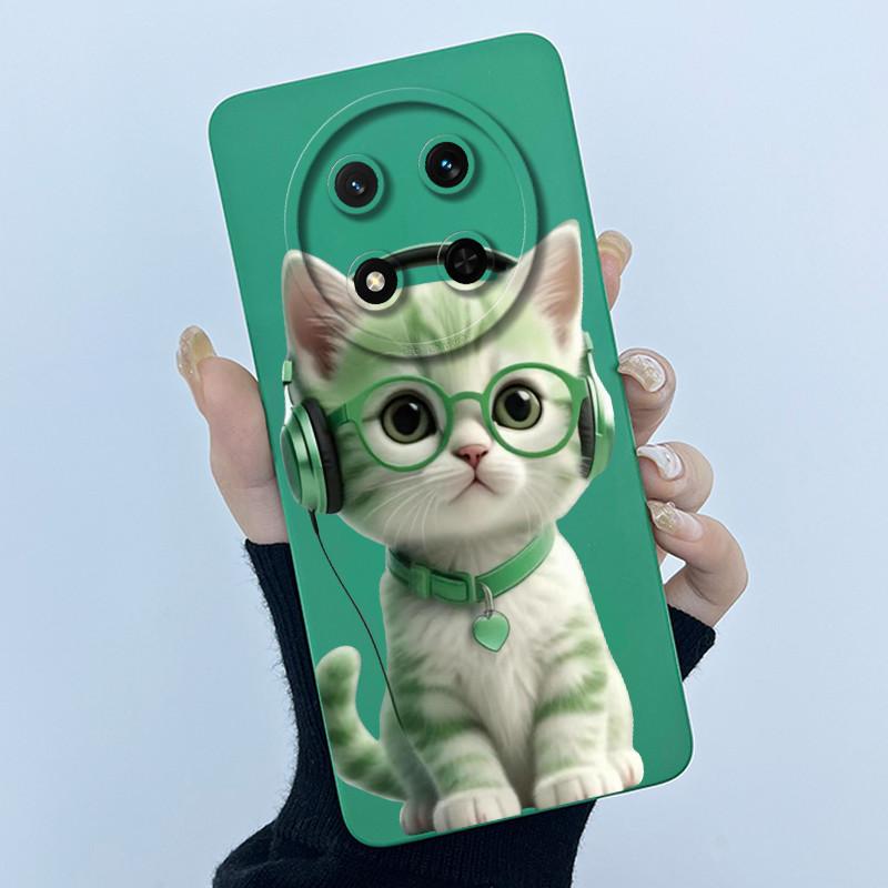 For Honor Magic 7 Lite Case Cute Cartoon Liquid Silicone Camera Lens Protector Phone Cases For Honor Magic7 Lite 5G Back Cover