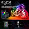 Motorcycle LED Underglow Kit, ICICAR 12 Pcs APP Control RGB Chasing Mode 16 Million Color Dual Remote Music Mode IP68 Waterproof Led Lights,