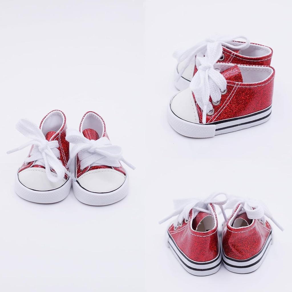 Etistta 6 Pairs of Glitter Canvas Doll Shoes for 18 inch Doll Shoes Baby Doll Shoes American Dolls Accessories
