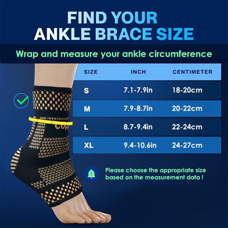 2Pcs Copper Ankle Brace,Infused Ankle Support Compression Sleeve for Men Women,for Foot Pain,Sprained Ankle,Recovery,sports