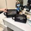2026New Mesh Portable Black Makeup Bag, Large Capacity, Handheld Travel Toiletry Bag, Cosmetic Organizer