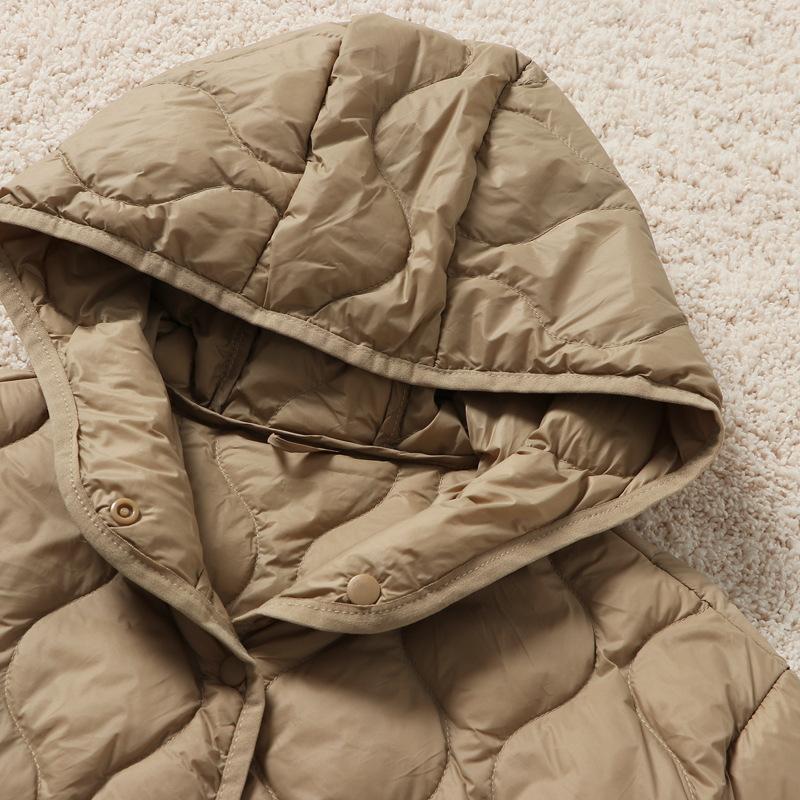 Women's Autumn and Winter Lightweight Warm Jacket Windproof Slim Hooded Outwear