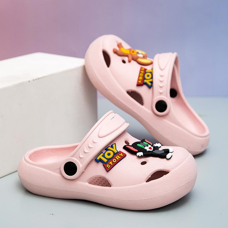 Children's Baotou Slippers Indoor Soft Sole Non-slip Cave Shoes Summer Middle and Older Children's Beach Shoes Men's and Women's Cool Slippers