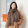 Winter wool simple and versatile scarf solid color women's autumn and winter warm fashion temperament wool shawl
